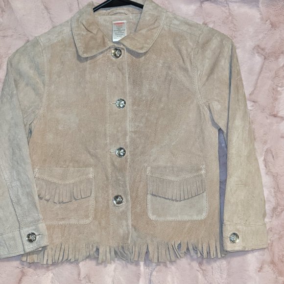 EUC - GYMBOREE CUTEST COWGIRL KHAKI SUEDE LEATHER JACKET Size 5-6 (s) - Picture 4 of 7